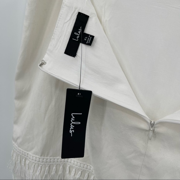 Lulu’s women’s cream NWT fringe mini skirt size XL Lined Back Zip Ramie/cotton - Picture 7 of 7